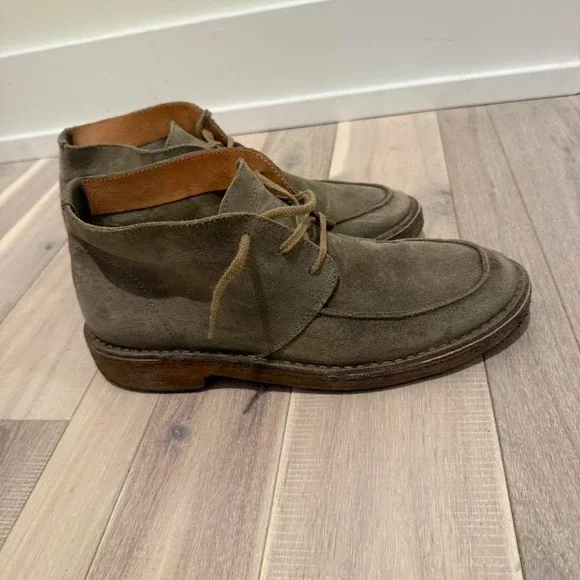 Vintage Made in Italy Vera Pelle Sz 9 green suede dress shoes - Picture 3 of 8